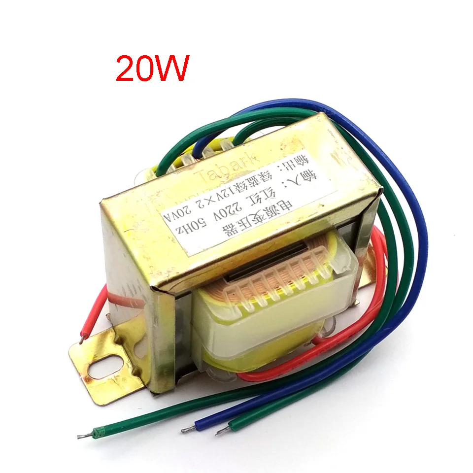 20W EI Ferrite Core Input 220V 50Hz Vertical Mount Electric Power Transformer Output Voltage Doubel 12V