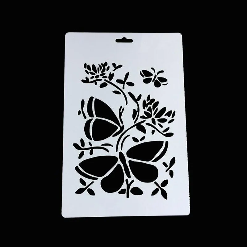 4pc Stencil Painting Template Decoration DIY Flowers Scrapbooking Diary Photo Album Coloring Embossing Accessories Reusable