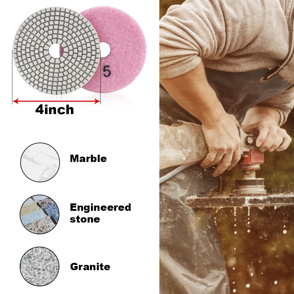 D100mm DC-C5PP02 high quality 5 step dry and wet use 4 inch diamond polishing pads for stone/concrete disc