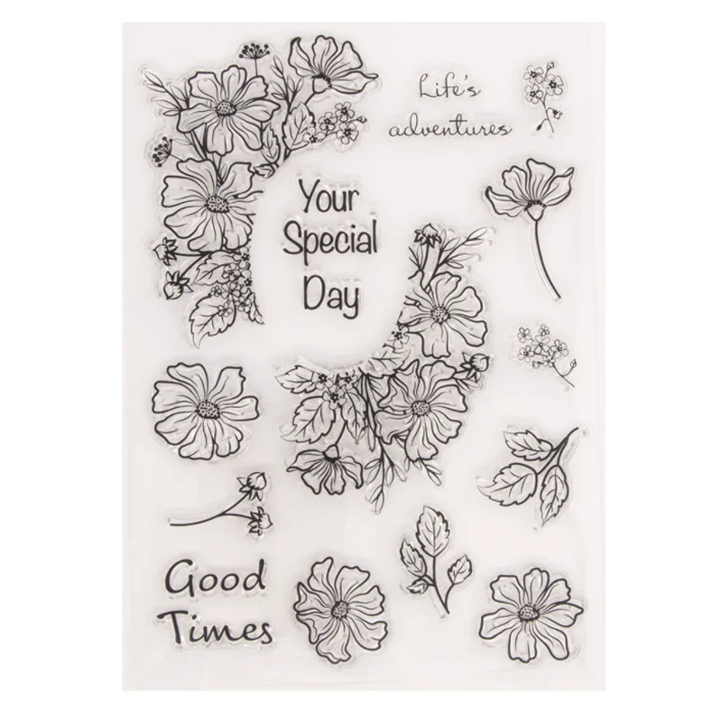 1pc Good Times Transparent Silicone Stamp DIY Scrapbooking Rubber Coloring Embossed Diary Decoration Template Reusable 15*21cm