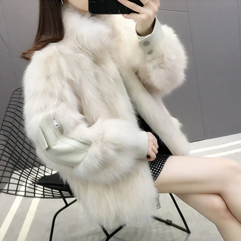 2019 Winter Fashion Fox Fur Warm Thick Luxury Fluffy Faux Fur Mink Coats Jacket Plus Size Women Fake Rabbit Fur Coat