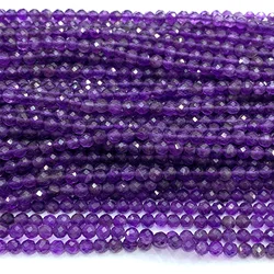 Veemake Amethyst Natural Stones Crystal Gemstones DIY Necklace Bracelets Ring Faceted Round Beads For Jewelry Making 06770