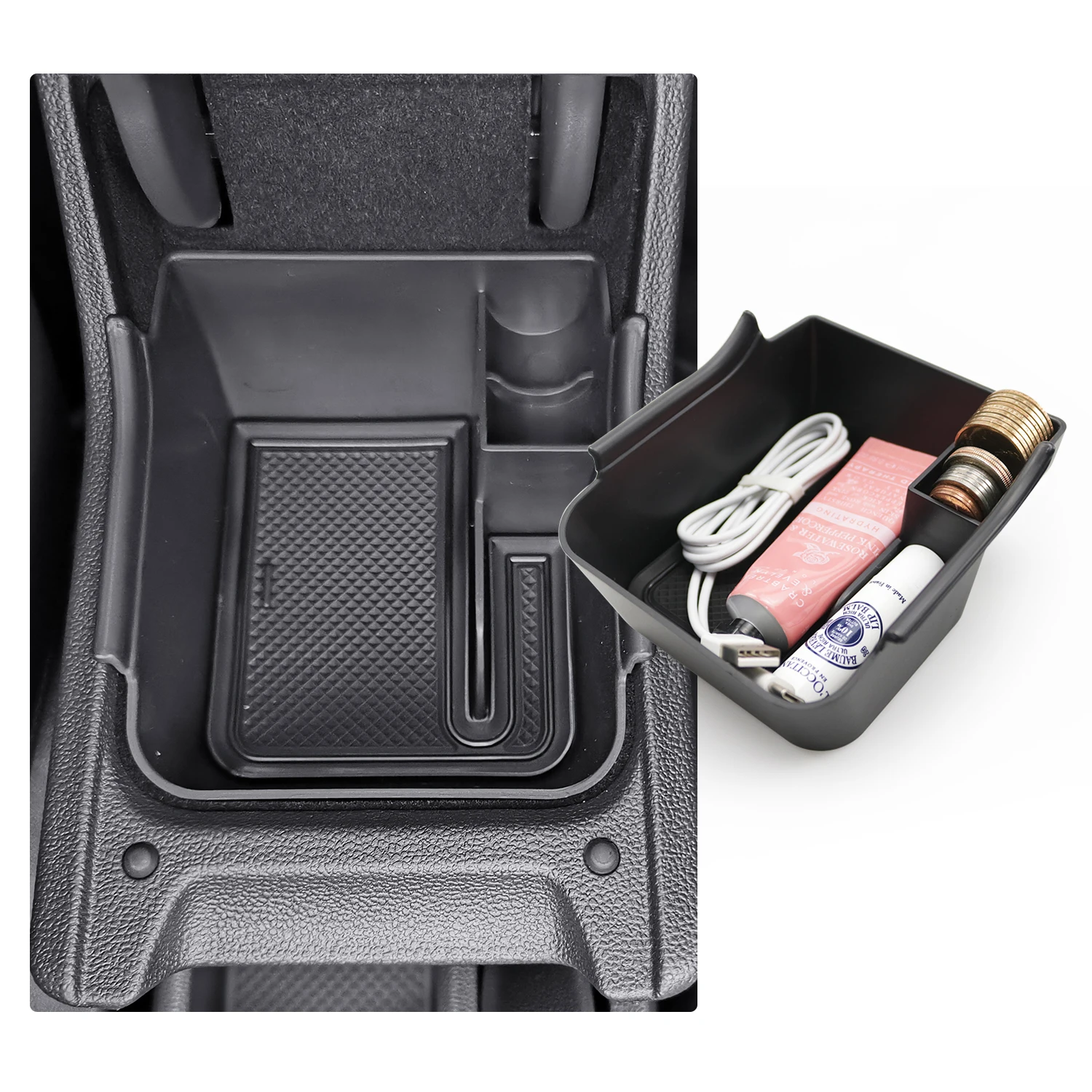 RUIYA Car Armrest Storage Box for Polo 6 MK6 2018 2019 2020 2021 2022 Central Control Container Box Auto Interior Accessories