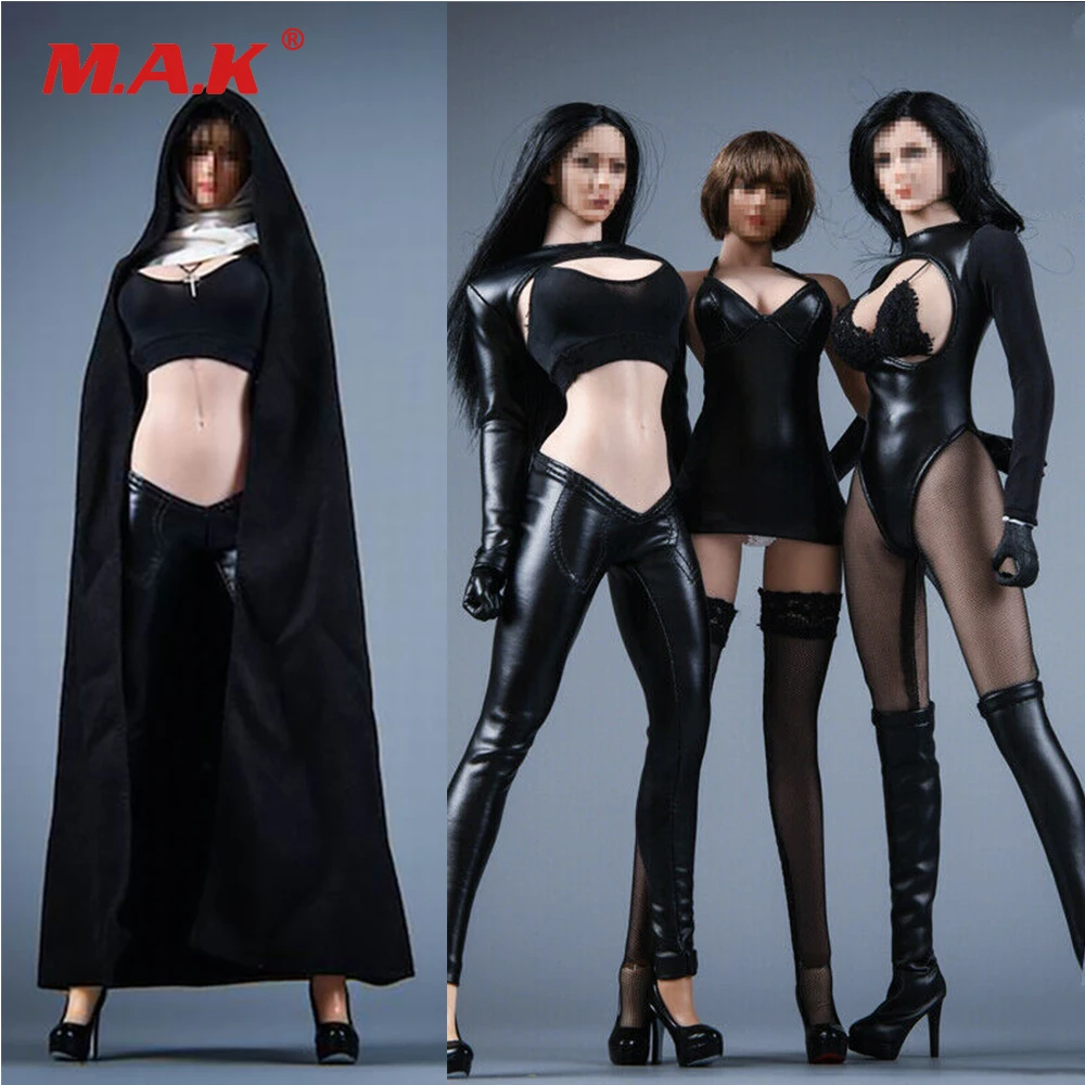 1/6 19XG60 Female PU Leather Church Girl Nun Clothes Model With Nun Cloak Hood Cross Necklace Accessory Fit 12