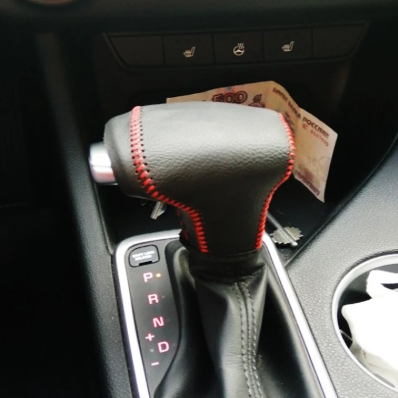 Leather Car Gear Head Shift Knob Protection Cover Case for Kia Rio 4 K2 Sportage QL KX5 Optima K5 Niro 2017 2018 2019