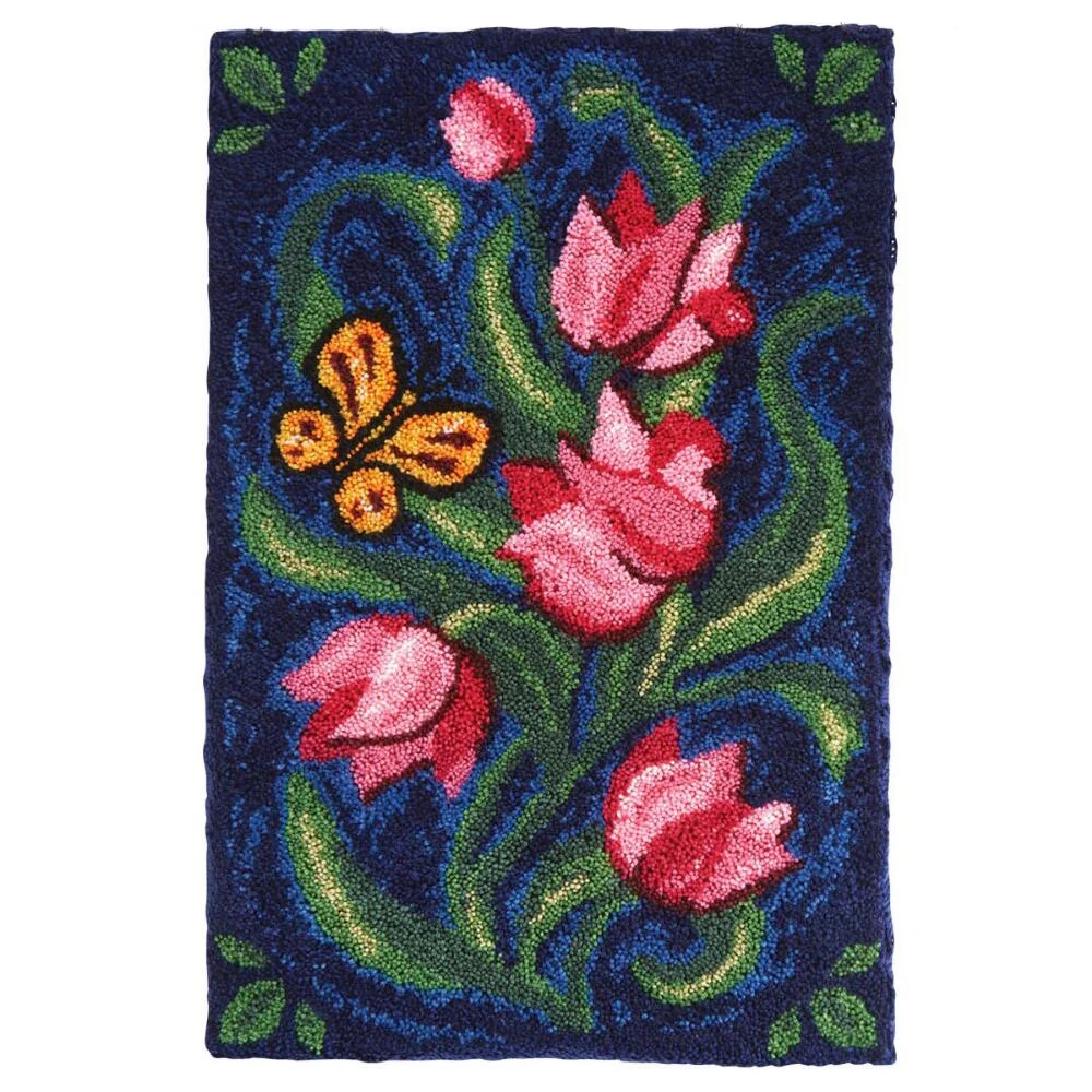 

Tapestry kit Flowers Latch Hook Rug Kits With Printed Canvas Crafts for Adults Foamiran for Needlework Home Decoration