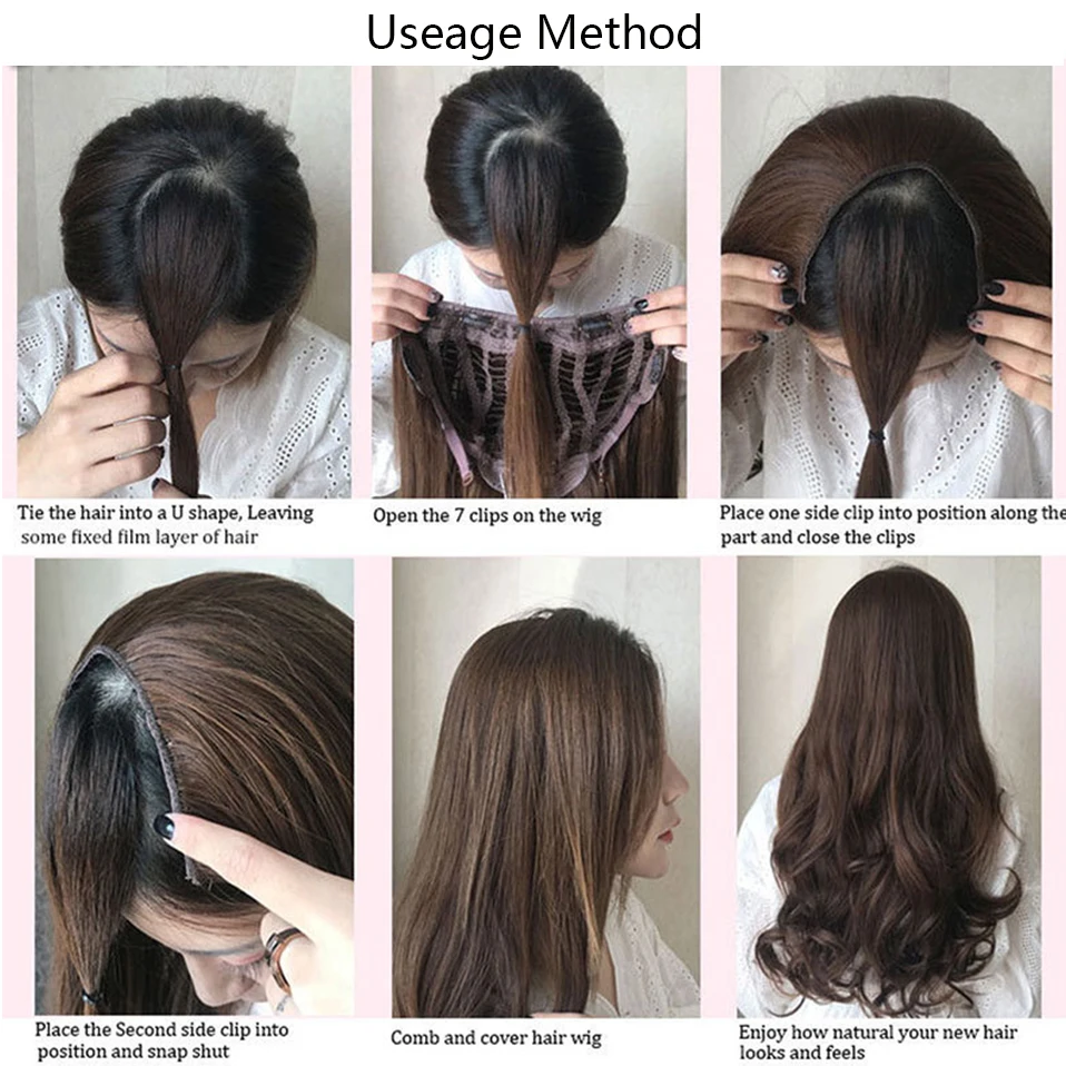 HAIRRO-Extension de Cheveux Synthétiques à réinitialisation, Partie en U, Cheveux Naturels, Lisses, Longs, Blonds, Noirs, Postiche, Degré de Chaleur