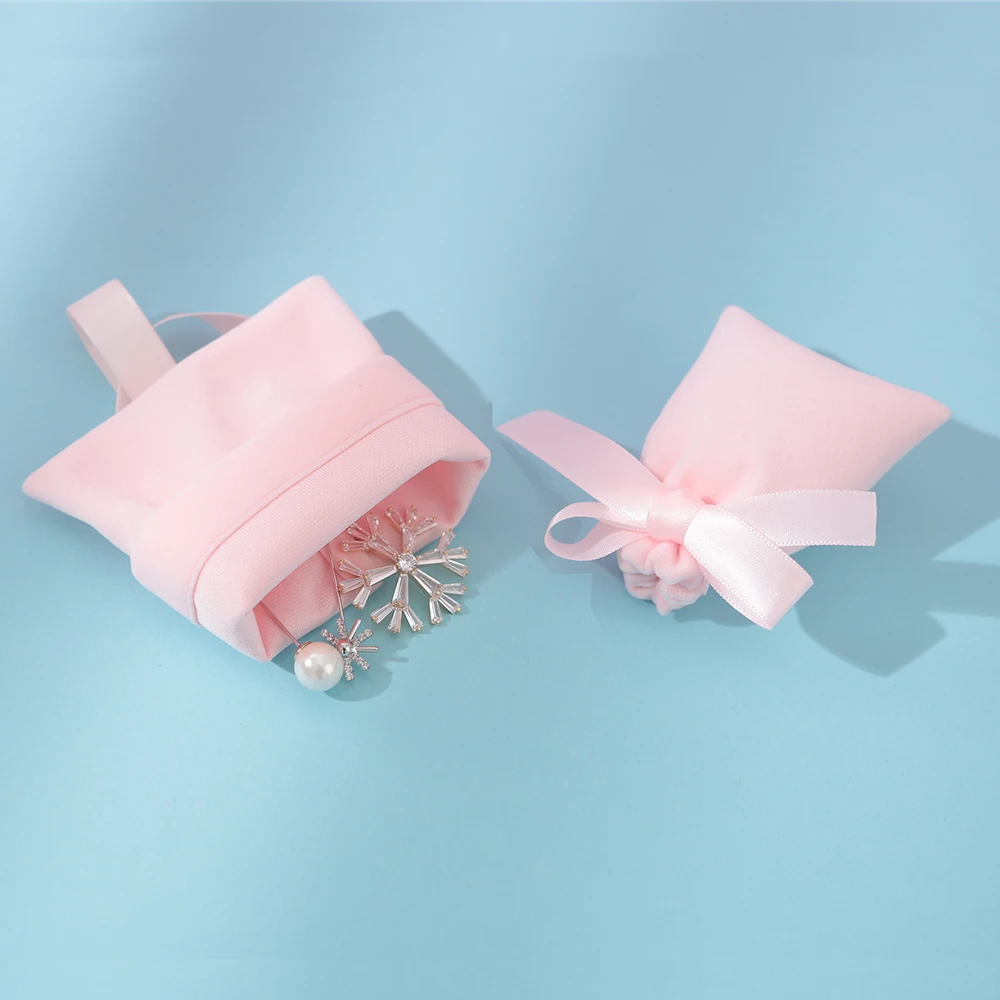 50pcs Pink Velvet Drawstring Bags Can Personalized Cute Jewelry Packaging Bags Pouches Chic Wedding Party Favor Gift Bags Custom