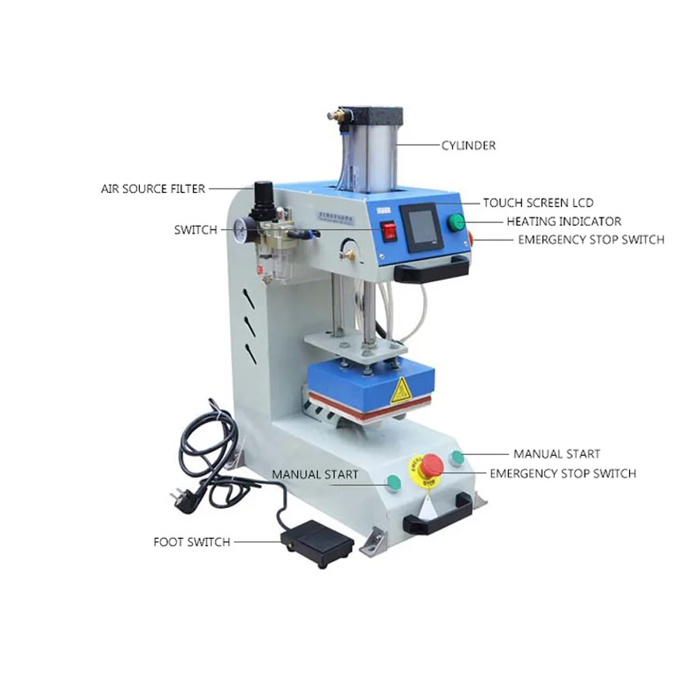 10*10cm 110V/220V Pneumatic hot stamping machine Single station automatic heat press machine Heat transfer machine equipment