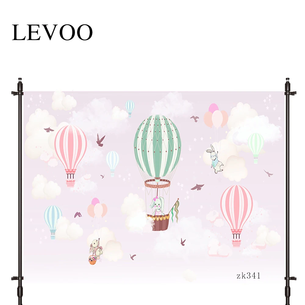 LEVOO photographic background Hot Air Balloon rabbit cloud fairy tale princess background photobooth photo studio shoot prop