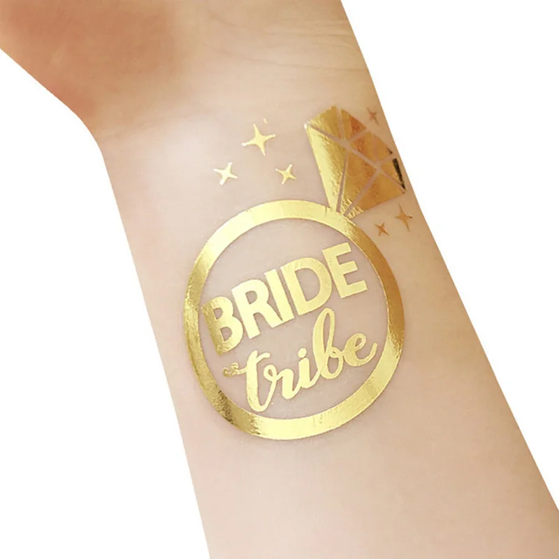 3pcs Gold Team Bride Tribe Temporary Tattoo Bachelor Bride Party Sticker Decoration Marriage Bridal To Be Party Supplies