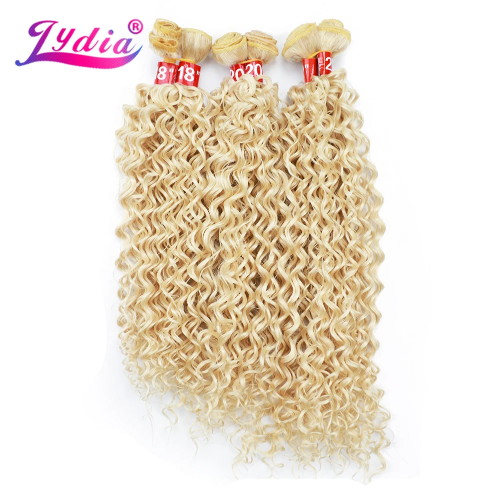 Lydia Hair Bundles Synthetic Sew in Wave Hair Extensions Blonde 6pcs/Pack Kinky Curly Weaving Hair Wefts For Women 220g/Pack