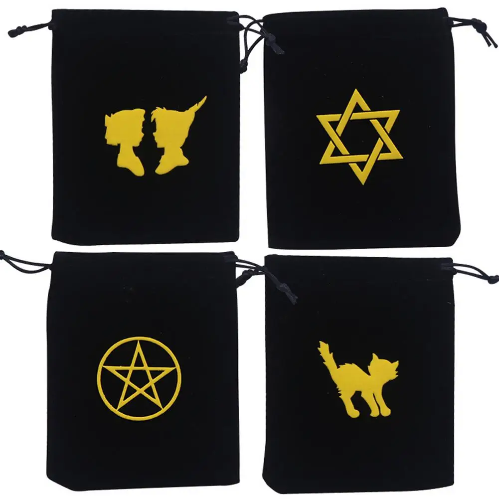 Multi Patterns Velvet Pentagram Tarot Storage Bag Witch Package Bag Divination Drawstring Package Party Xmas New Year Gift Pouch