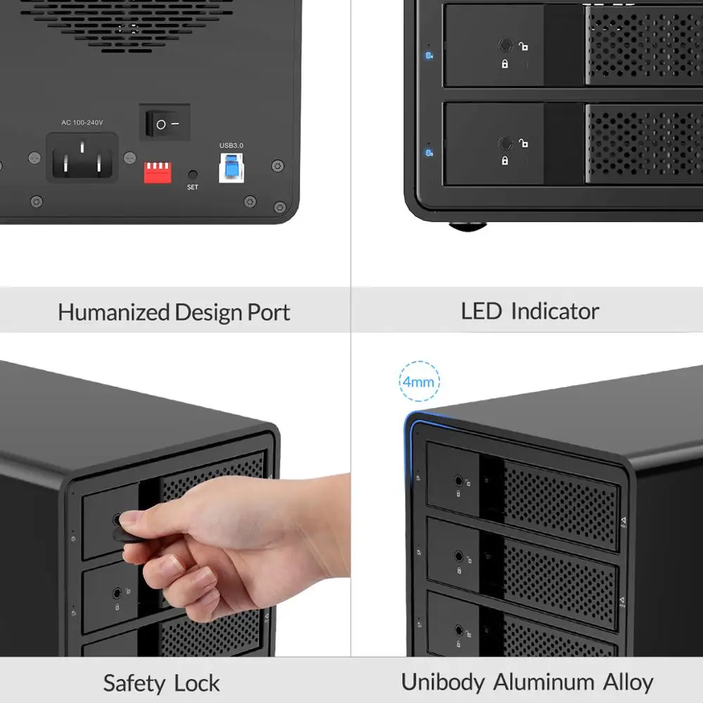 ORICO 95 Serie Multi Bay 3.5 ''SATA naar USB3 HDD Docking Station HDD Behuizing Aluminium HDD Case voor Altcoins Mijnbouw