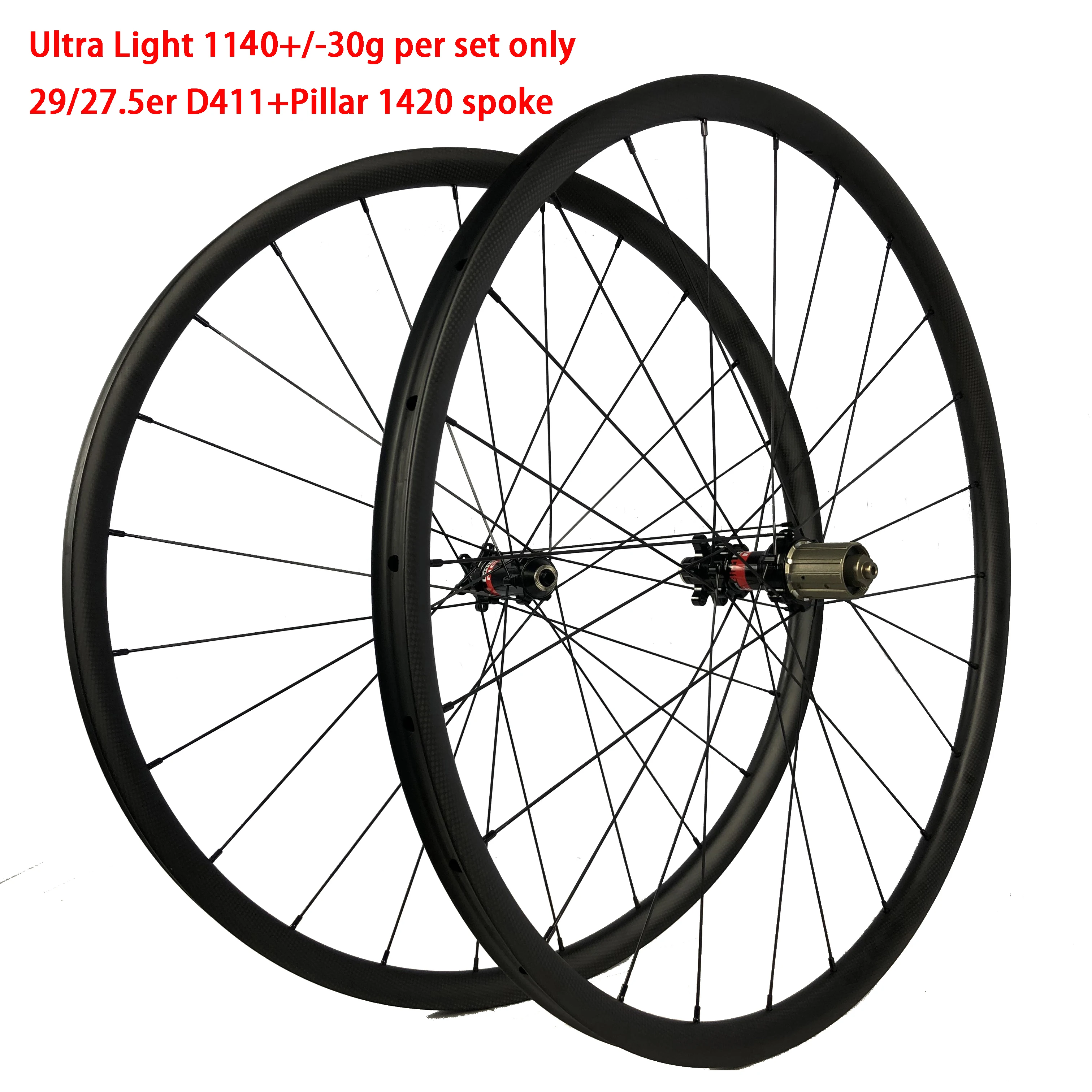 29''/27.5er Climb Mountain Bike UD Carbon Wheels 27X23mm Mtb Bicycle Wheelset Tubular Tire Standard QR/Axle Six Bolt/Center Lock