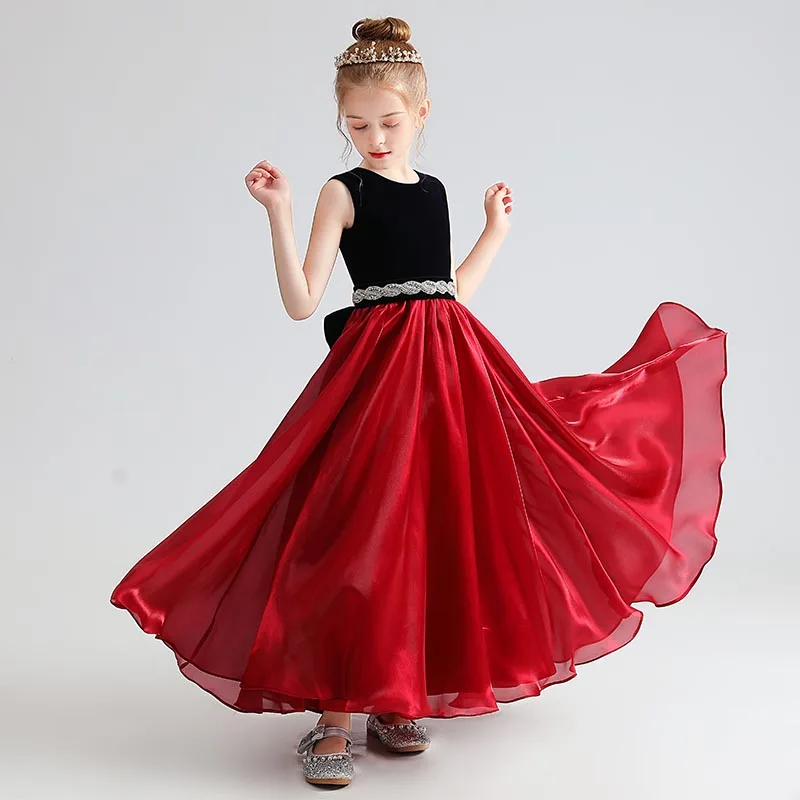 Dideyttawl Customized Big Bow Flower Girl Dress For Party Wedding Junior Bridesmaid Christmas Birthday Concert Princess Gowns