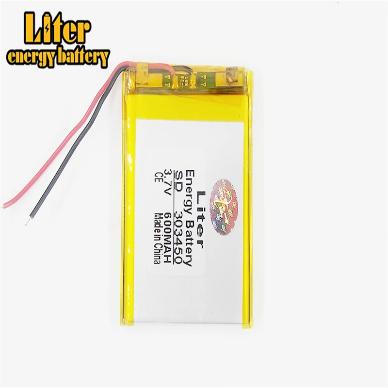 303450 3.7V 600mAH polymer lithium ion / Li-ion battery for dvr,GPS,mp3,mp4,cell phone,speaker