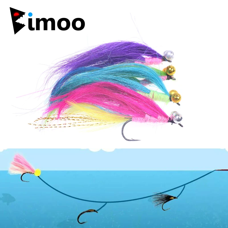 Bimoo 4/8pcs Fly Fishing Booby Fly Streamer Flies Lure for Trout Foam Head Boobie Floating Bottom Fishing Fly Bait Size 6 1/0