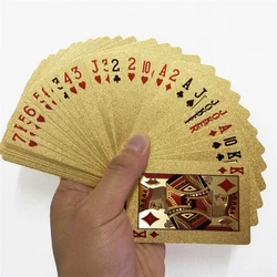 Gold Foil Plated Poker Cards Poker Game Deck Gold Foil Poker Set Plastic Magic Card Waterproof Golden Color Magic Cards