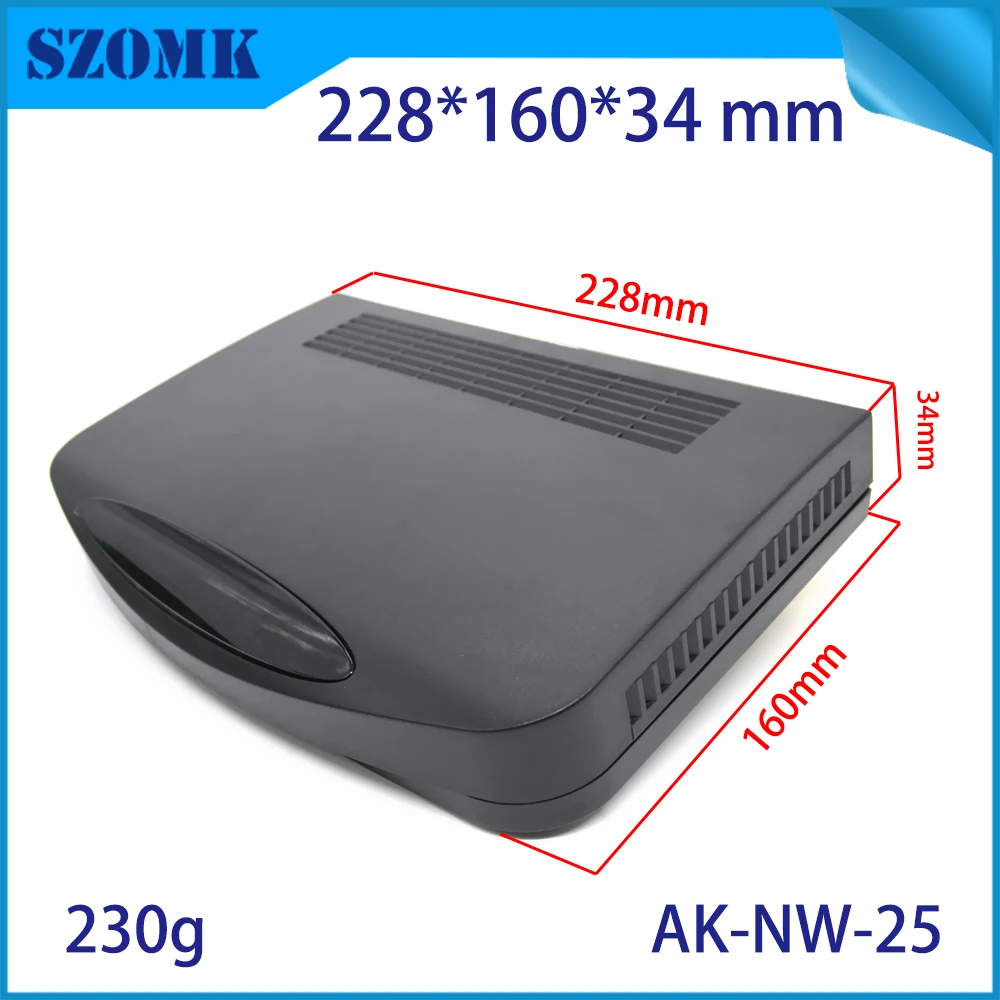 

1 Piece 228*160*34mm black plastic router enclosure for electronics project box szomk plastic network enclosure control box