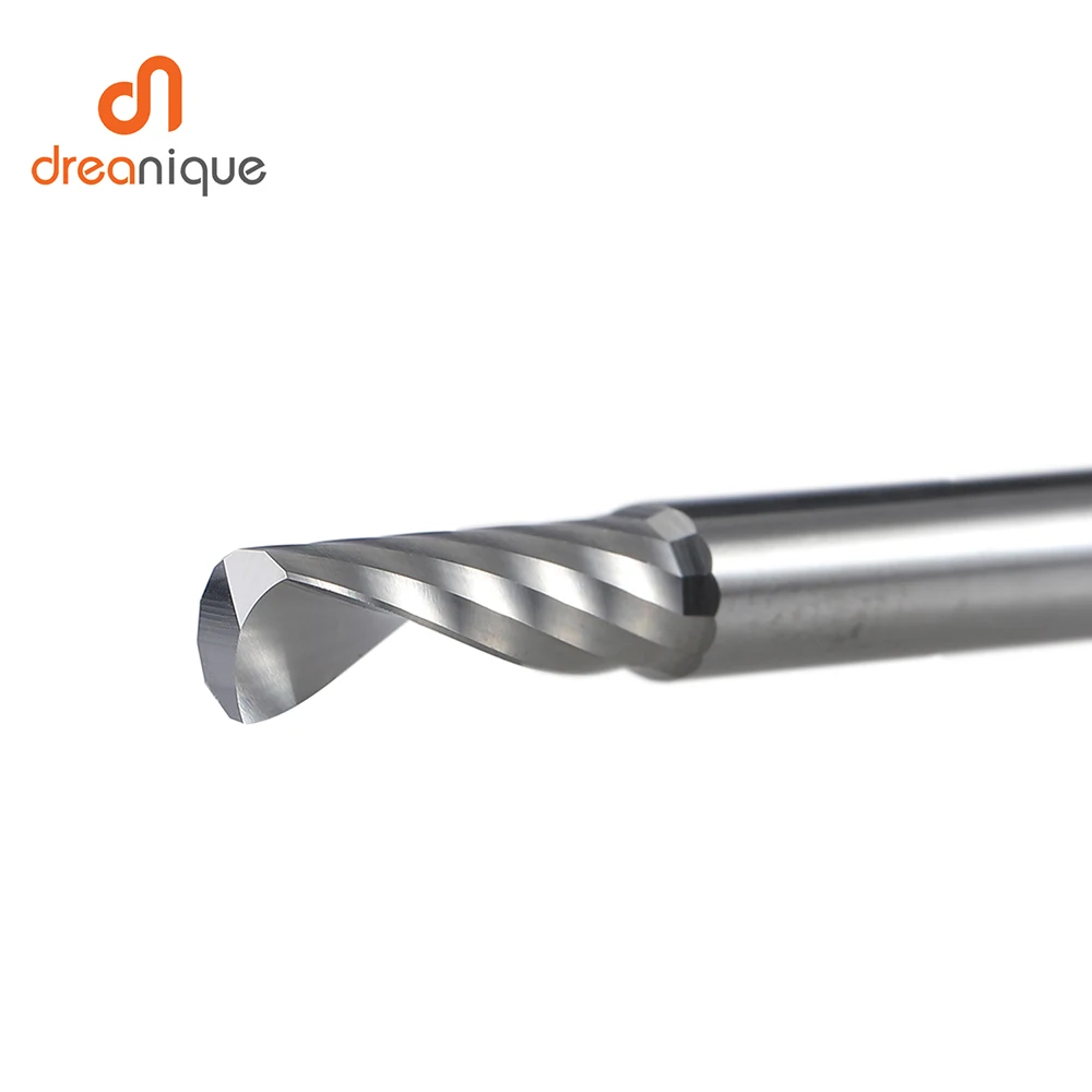 Dreanique 1pc Single Flute Spiral End Mill 1/8 1/4Inch Shank CNC Carbide Aluminum Inch Size Cutter for woodworking Acrylic ACM