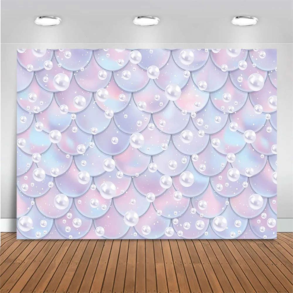 Mocsicka Photography Backdrop Mermaid Scales Bubble Girl Birthday Party Decoration Photoshoot Baby Portrait Background Photocall