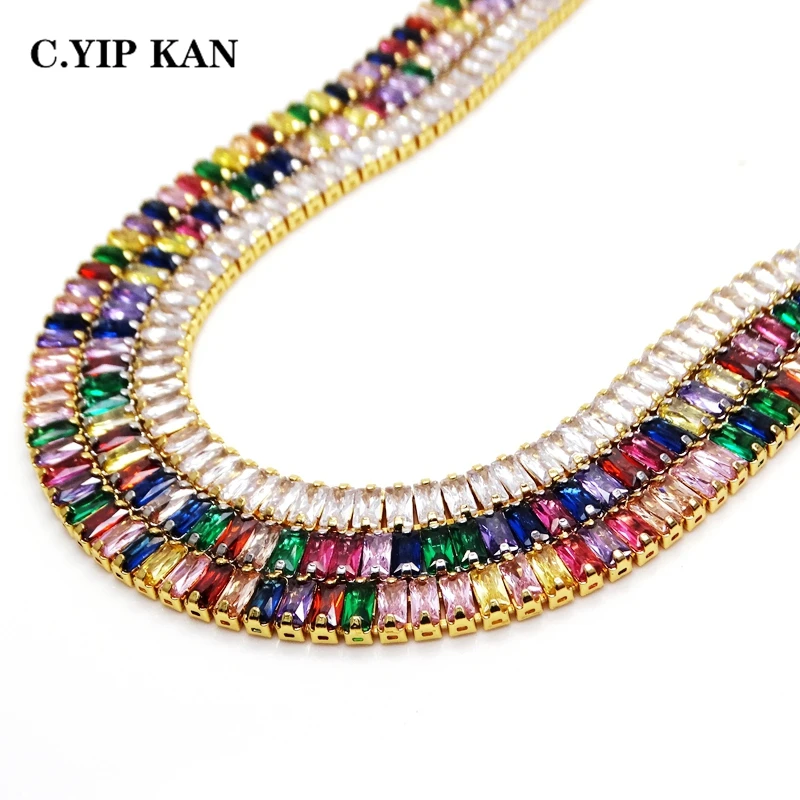 C.YIP KAN Costume jewelry multicolor stone necklace copper gold plated crystal adjustable necklace hot selling women jewelry