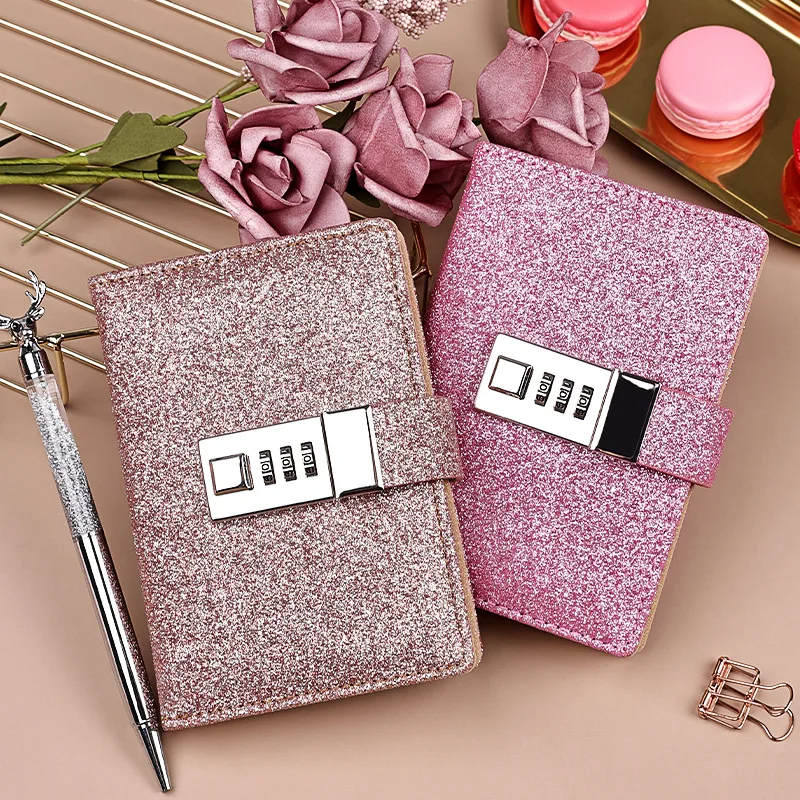 Kawaii Notebook A7 with Lock Notepad Stationery for School Diary Sketchbook Password Agenda Planner Organizer Small Note Book