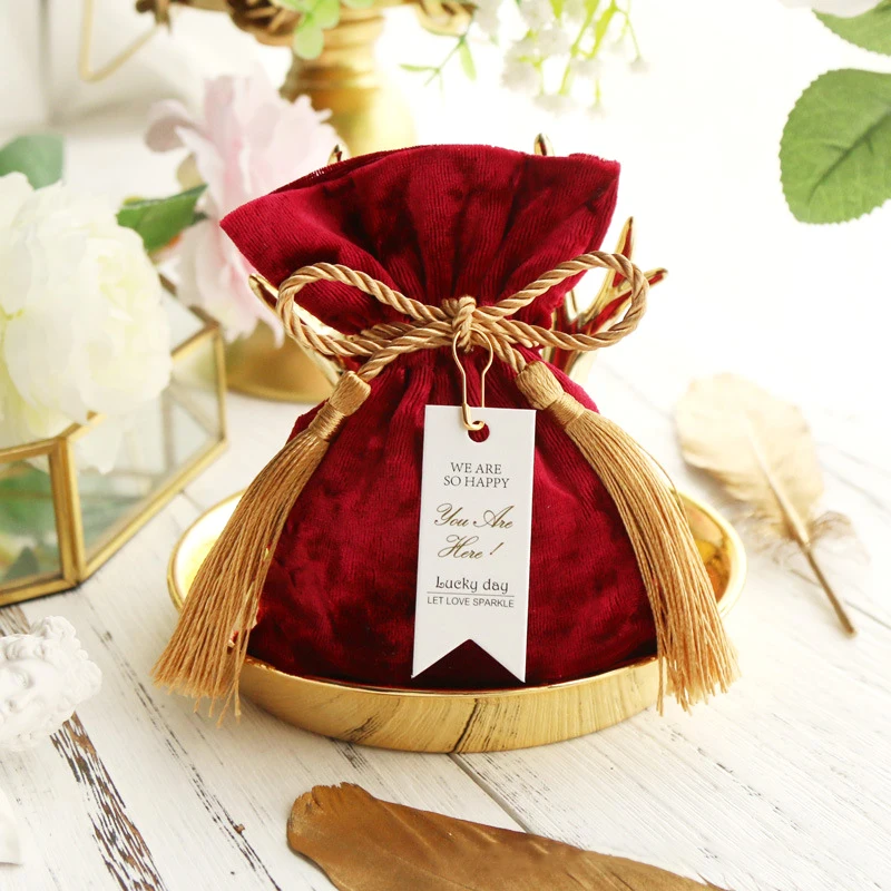 Velvet Gift Bag 3 Sizes Wedding Party Velvet Candy Box Gift Bags for Wedding Gift Small Gold Drawstring Gift Candy Pouches