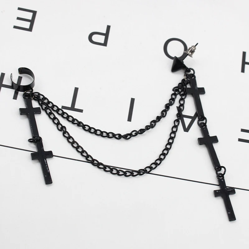 1pc Cross Kwastje Lange Ketting Oorbellen voor Vrouwen Meisjes Gothic Punk Rock Stijl Mode-sieraden Accessoires Party Gift Cool ding