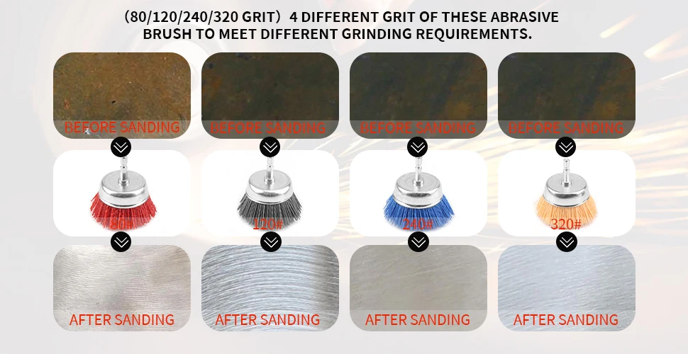 75MM Nylon Tasse Pinsel Schleif Draht Rad Pinsel Für Bohrer Dreh Werkzeug Holz Polieren Entgraten 6mm Schaft Mit 80-240Grit – Detail 4
