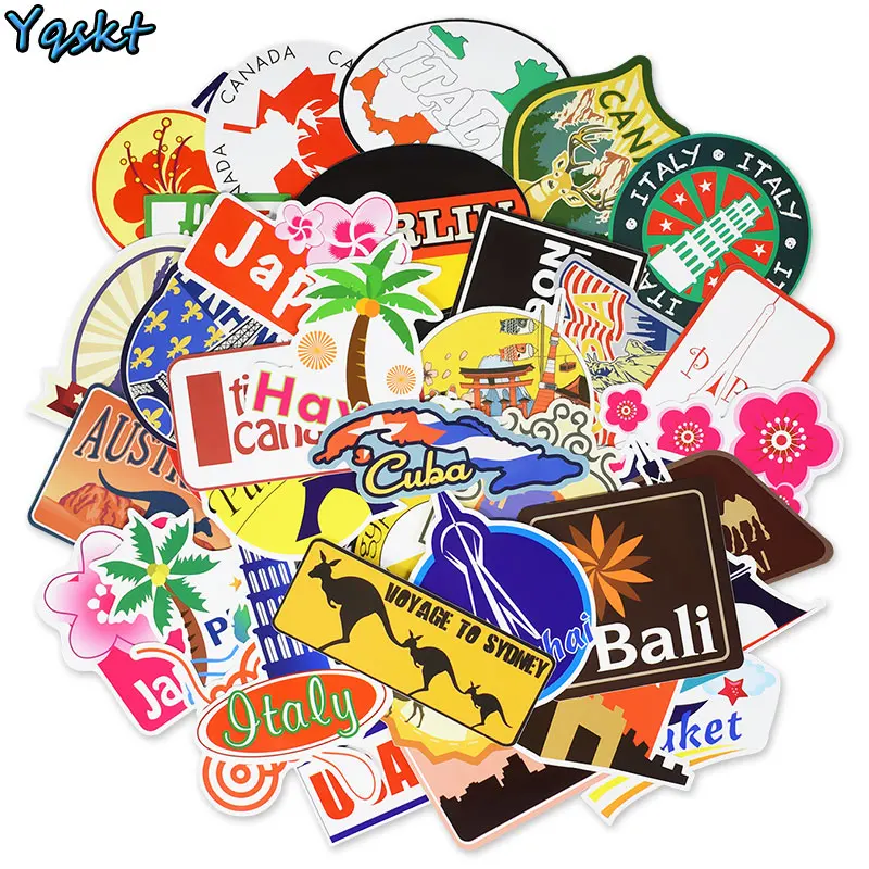 100 Pcs Retro Traveling Stickers for Luggage Car Motorcycle Suitcase Guitar Bike Bumper Fridge Vinyl Decoration Graffiti Sticker