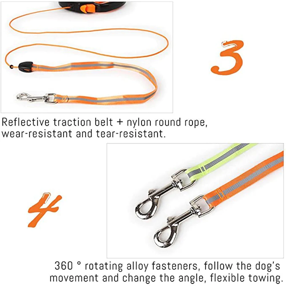 3M 5M 8M Retractable Dog Leash Reflective Pets Automatic Extending Lead Pet Walking Cat Traction Rope for Dogs 360° Tangle-Free