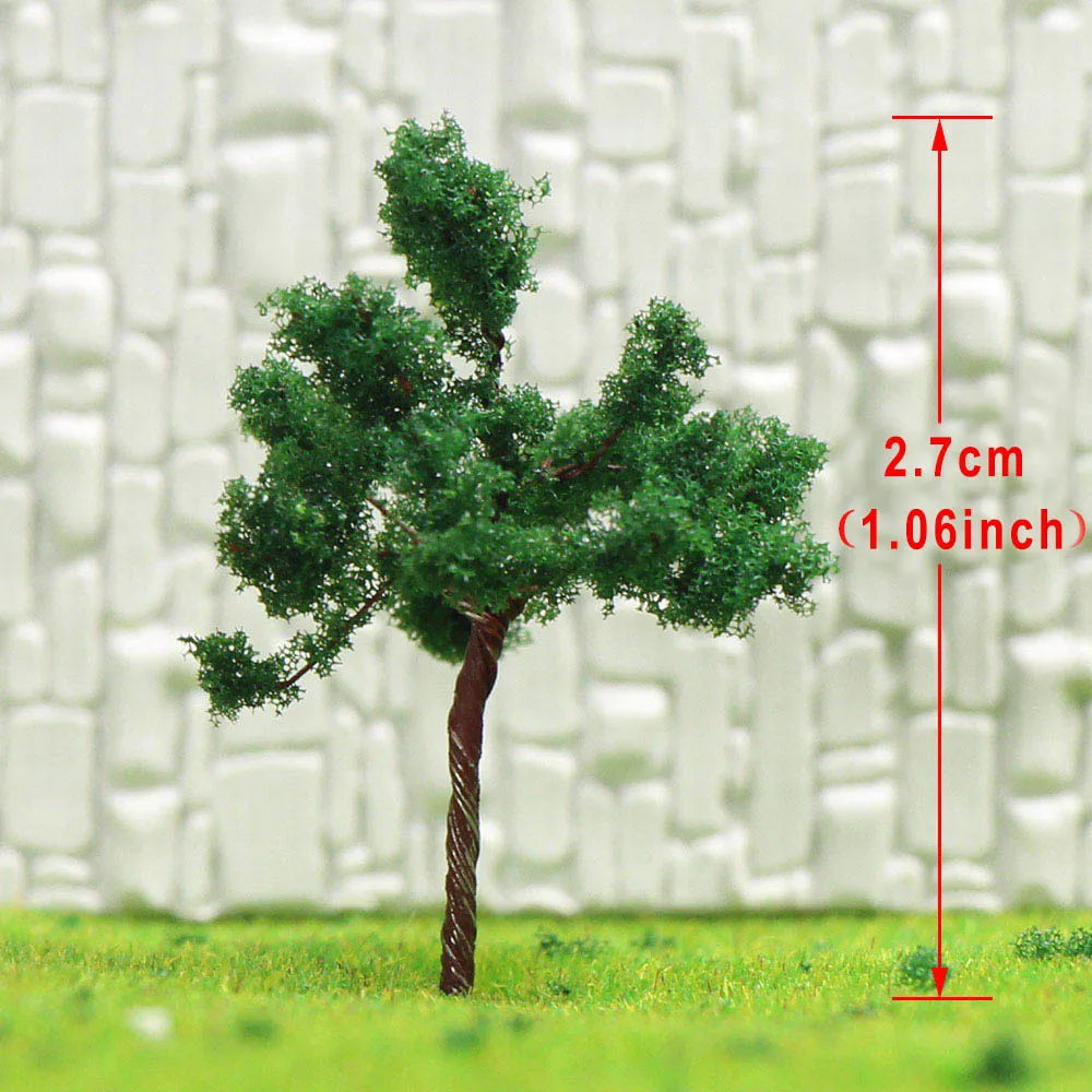 200pcs Z Scale 1:220 Deep Green Model Trees Iron Wire Trunk 30mm Railroad D3010