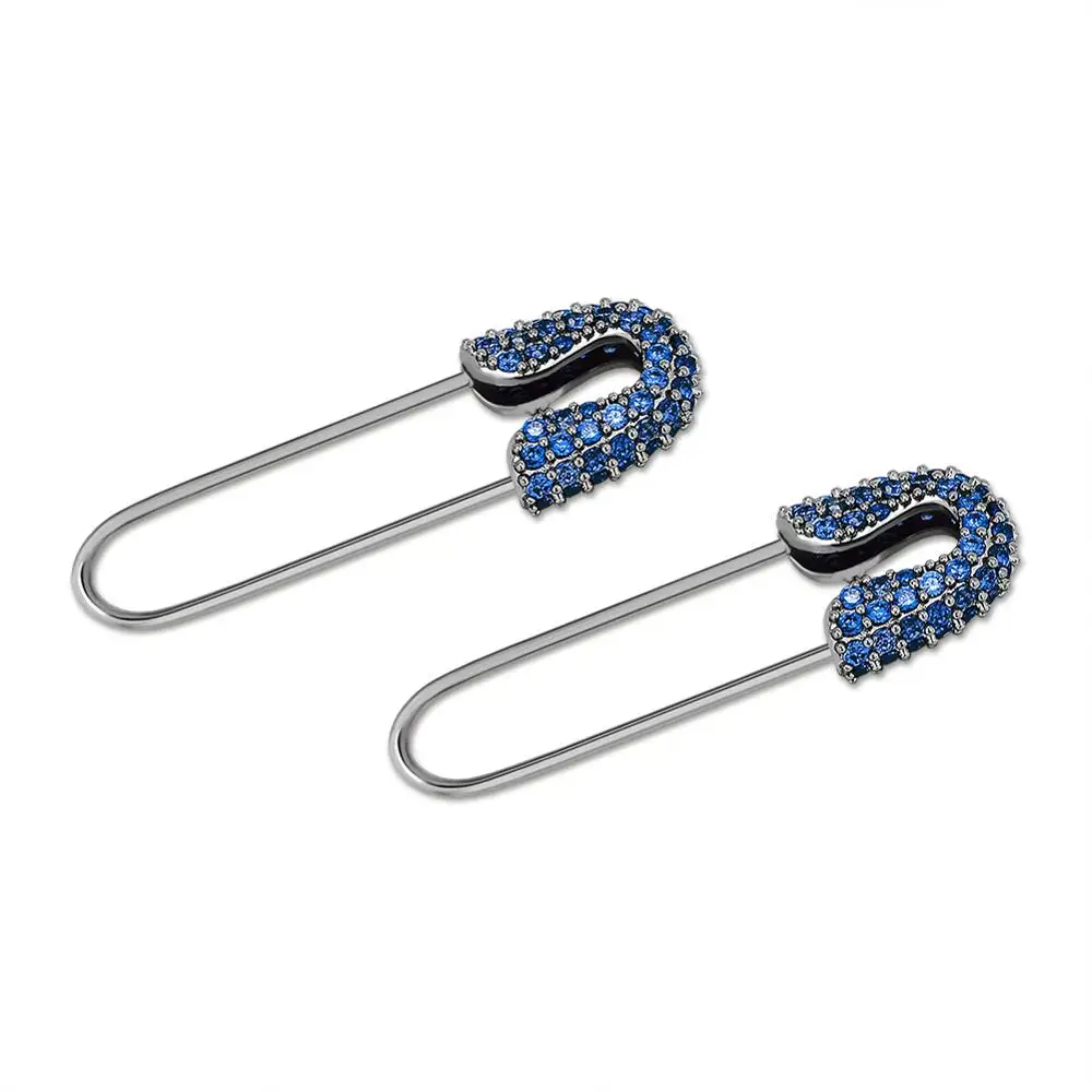 TOPGRILLZ 2020 New Safety Pin Earrings Iced Cubic Zirconia Hip Hop Charm Jewelry For Gift Men Women Black Gold Black Color