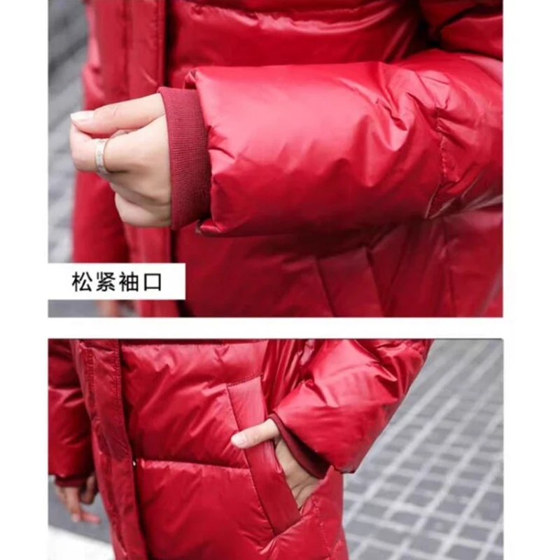 2025 Warm For Womens White Duck Down Jacket Thick Parkas Winter New Long Overcoat Tops Female Hooded Outwear Clothes Zipper Coat