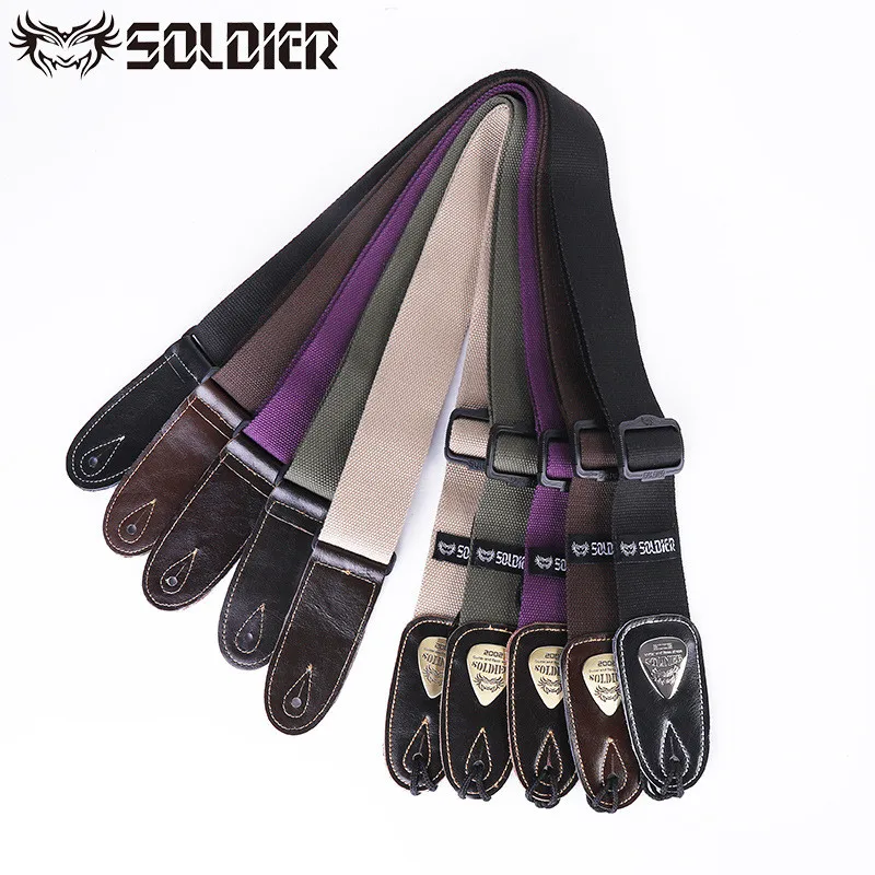 Top Quality Soldier Electric Acoustic Bass Guitar Strap Cotton Black Green Blue Musical Instruments Accessories