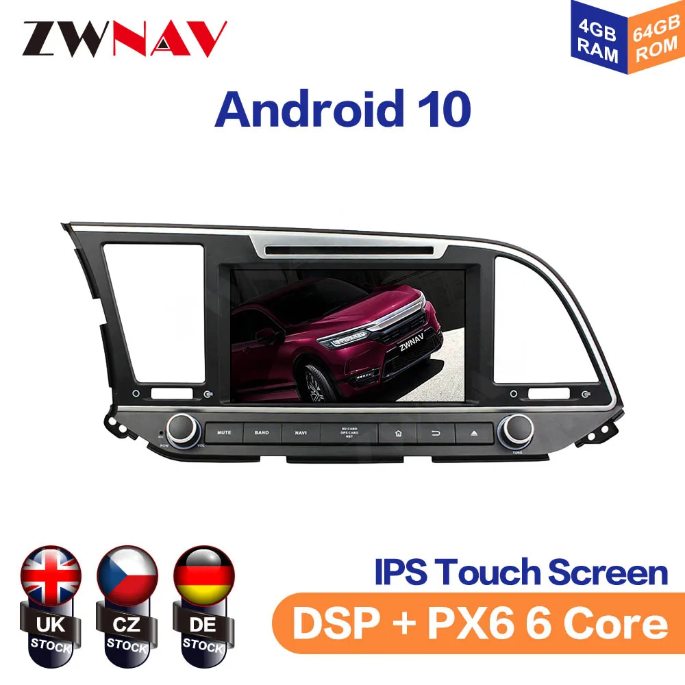 Android10 PX5/PX6 Car CD DVD Player GPS Navigation For Hyundai Elantra 2016-2018 Auto Stereo Radio Head Unit Multimedia Player