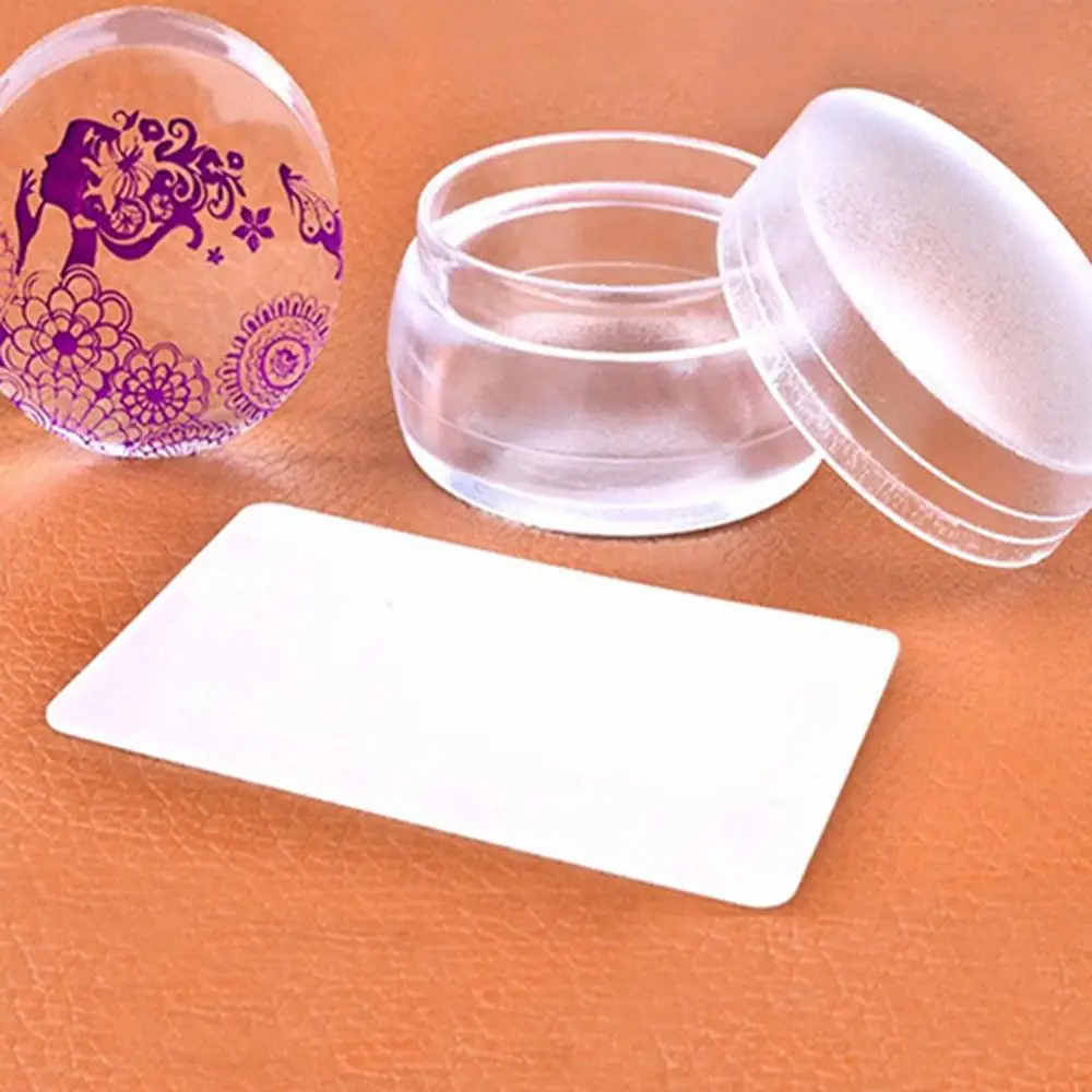 2021 Clear Nail Art Stamping Silicone Stamper + Scraper DIY Manicure Transfer Tool Nail Art Stamp Tool Stempel do paznokci