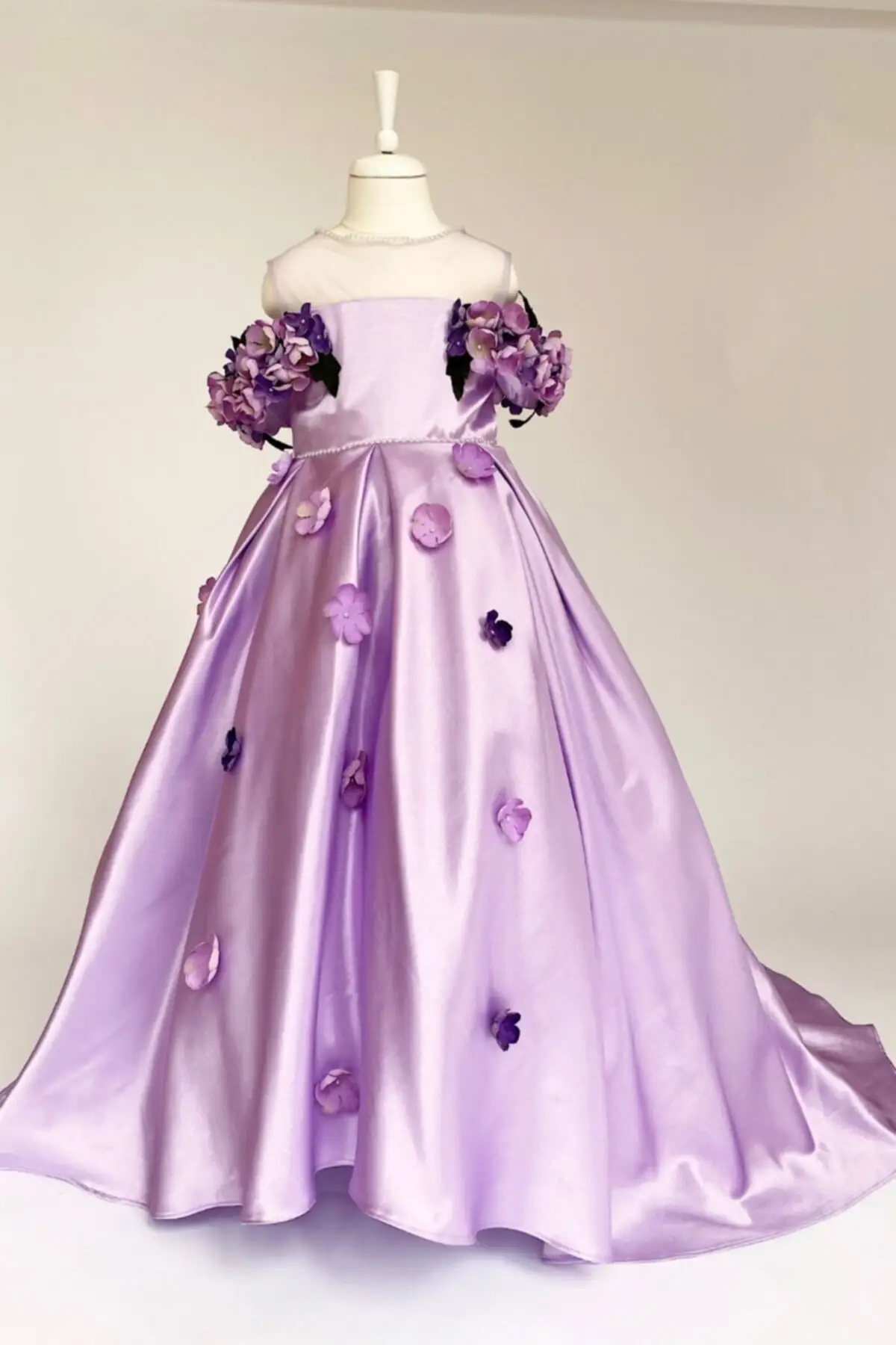 Lilac-Flowering ElbiseKız flower Sequins christmas dress for kids birthday princess party clothing Toddler baby Bow kids dress girl