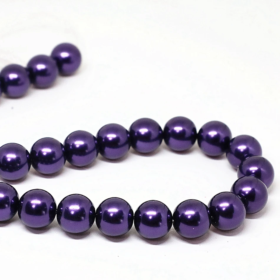 High quality glass Pearl Beads Purple Imitation Pearls Round Bead for DIY Bracelet Jewelry Making 4 6 8 10 12 14mm pearl bead