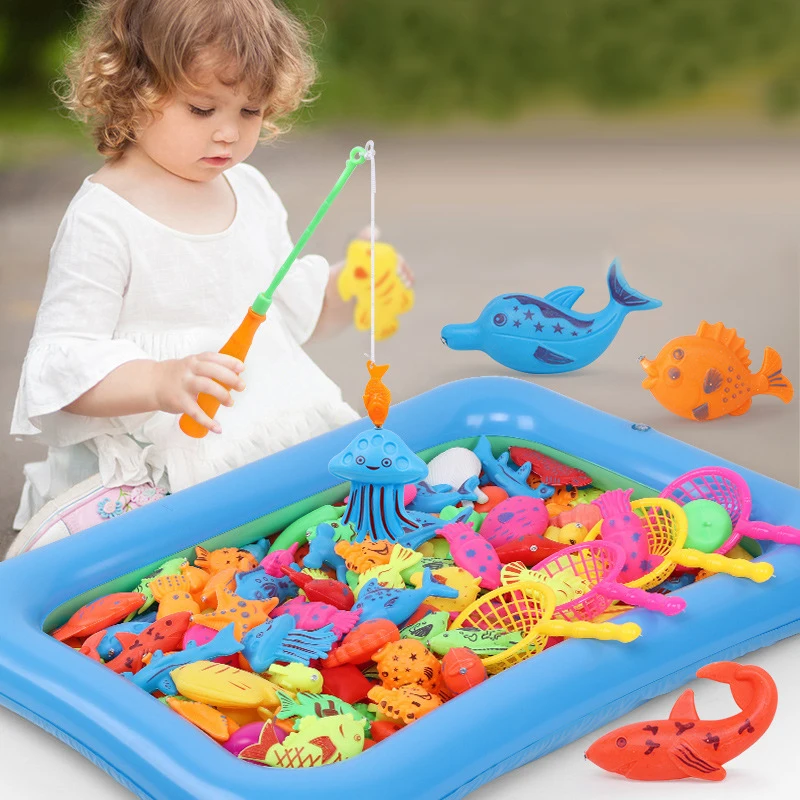 46 teile/satz kinder Magnetischen Angeln Spielzeug Mit Aufblasbare Pool Eltern-kind-Interaktive Spiel Baby Bad Spielzeug Sommer Im Freien spielzeug