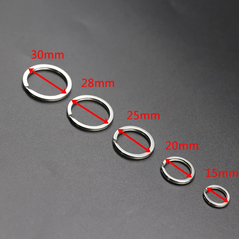 10/20PCS 100% Stainless Steel Key Rings with Spring Buckle  15 20 25 28 30 32mm Size Split Ring Key Rings For Bag Key Chains