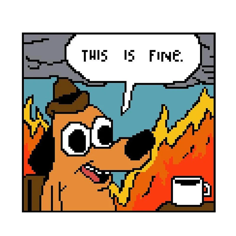 

This Is Fine Dog Meme Badge Pin