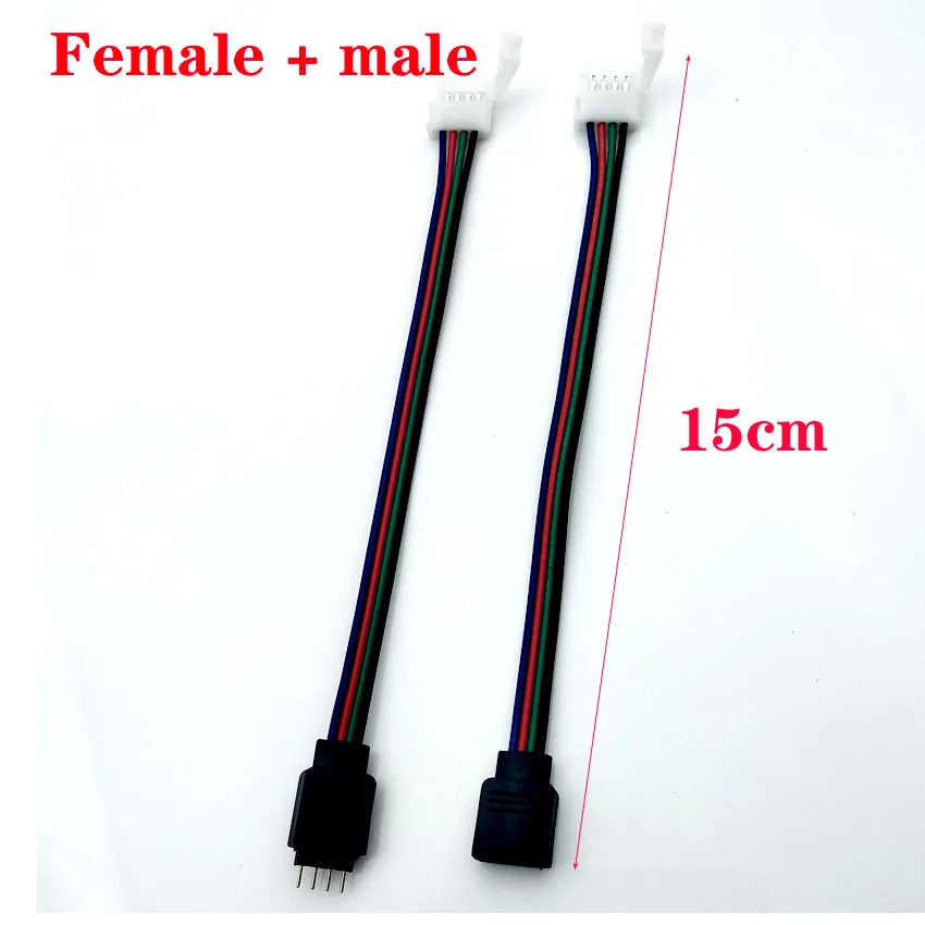 5Pcs 4pin 5pin 10mm 12mm Clip Female Connector Cable 15cm Wire For 5050 RGB RGBW RGBWW LED Strip Light