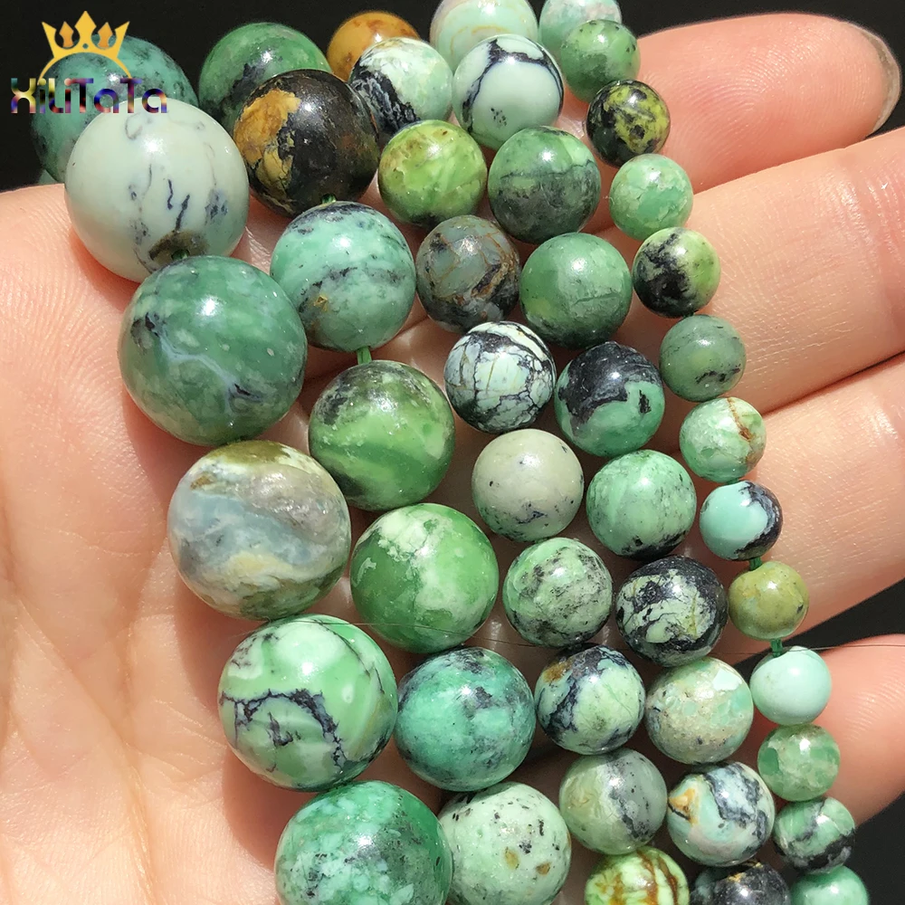 

Natural Variscite Mineral Beads African Turquoises Round Loose Spacer Beads For Jewelry DIY Making Bracelet Accessories 15''