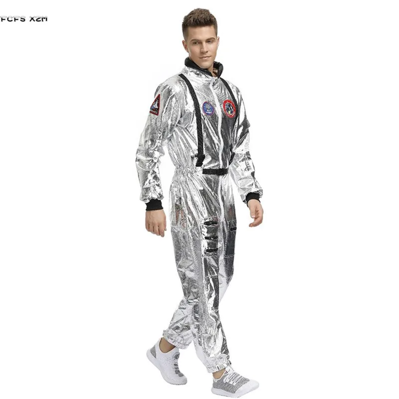 M-XL Men Halloween Cosmonaut Costume Astronaut Uniform Cosplay Carnival Purim Parade Stage Show Masquerade Role Play Party Dress