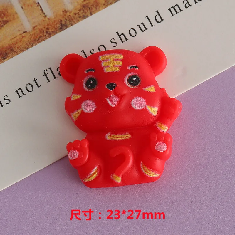 Chinese Red Tiger Resin Cabochons 20pcs Flatback Chinese New Year Cabochon Embellishments  DIY Costume Accessory Cartoon Resins