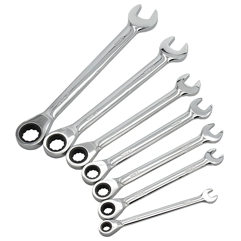 Ratchet Combination Metric Wrench Set Fine Tooth Gear Ring Torque and Socket Wrench Set Nut Tools for Repair A Set of Wrench