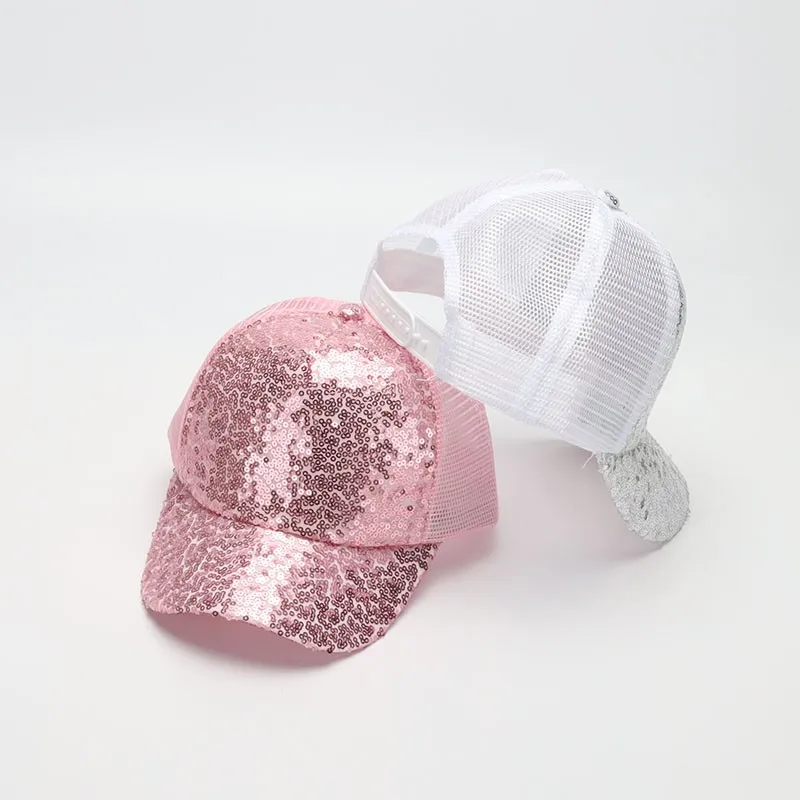 Deepom Mesh Cap For Children Girls Boys Baseball Cap Parent Child Outdoor Sport Caps Shiny Dance Show Fashion Adjustable